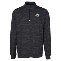 Miami Dolphins Cutter & Buck Big & Tall Traverse Eco Camo Tri-Blend DryTec Quarter-Zip Jacket Black | NFL