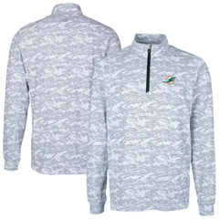 Miami Dolphins Cutter & Buck Big & Tall Traverse Eco Camo Tri-Blend DryTec Quarter-Zip Jacket Charcoal | NFL