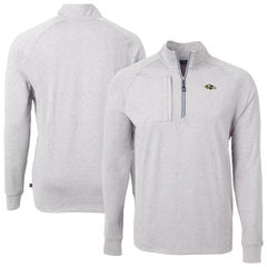 Baltimore Ravens Cutter & Buck Big & Tall Adapt Eco Raglan Quarter-Zip Jacket Heather Gray | NFL