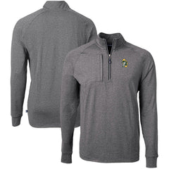 Green Bay Packers Cutter & Buck Big & Tall Adapt Eco Raglan Quarter-Zip Jacket Heather Black | NFL