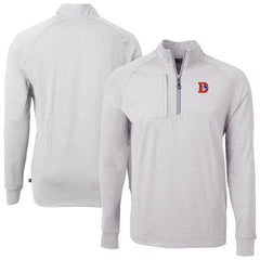 Denver Broncos Cutter & Buck Big & Tall Adapt Eco Raglan Quarter-Zip Jacket Heather Gray | NFL