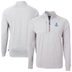 Detroit Lions Cutter & Buck Big & Tall Adapt Eco Raglan Quarter-Zip Jacket Heather Gray | NFL
