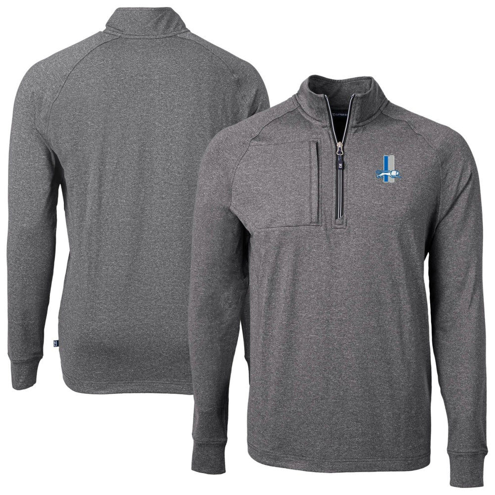 Detroit Lions Cutter & Buck Big & Tall Adapt Eco Raglan Quarter-Zip Jacket Heather Black | NFL