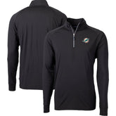 Miami Dolphins Cutter & Buck Big & Tall Adapt Eco DryTec Raglan Quarter-Zip Jacket Black | NFL
