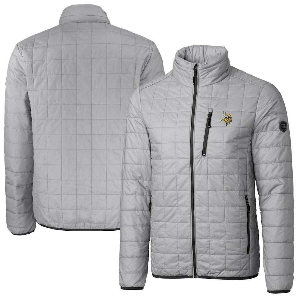 Minnesota Vikings Cutter & Buck Big & Tall Rainier PrimaLoft Eco Insulated Full-Zip Hoodie Puffer Jacket Gray | NFL