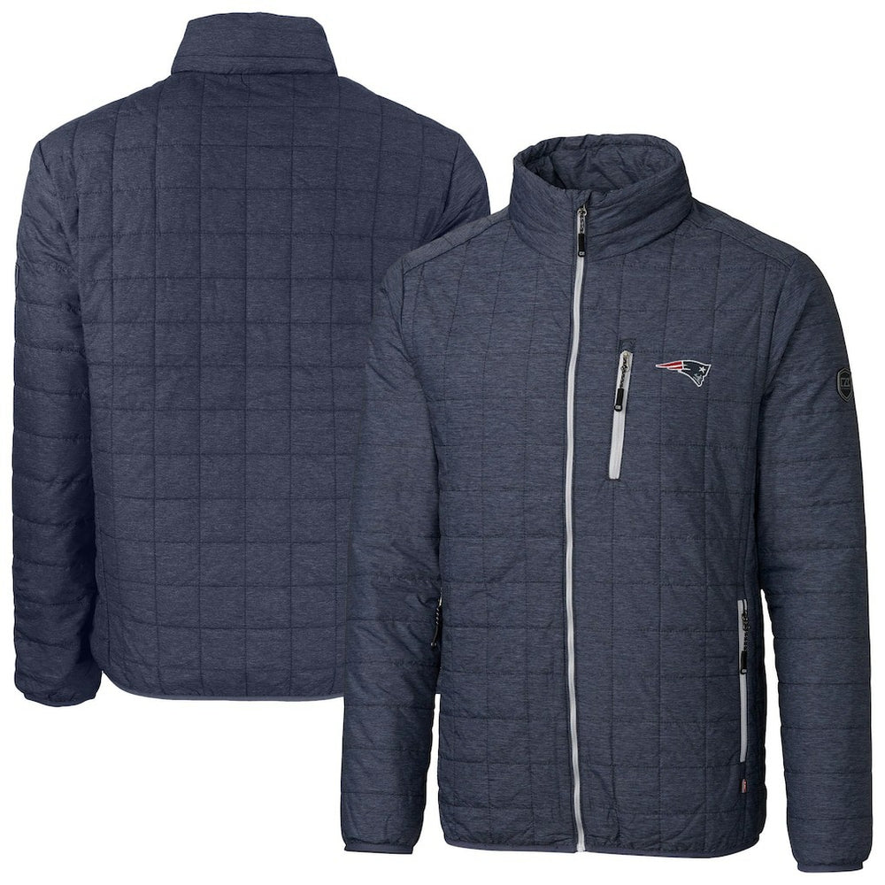 New England Patriots Cutter & Buck Big & Tall Rainier PrimaLoft Eco Insulated Full-Zip Hoodie Puffer Jacket Navy | NFL