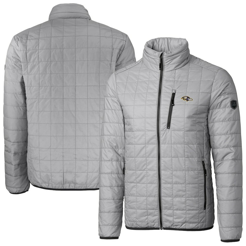 Baltimore Ravens Cutter & Buck Big & Tall Rainier PrimaLoft Eco Insulated Full-Zip Hoodie Puffer Jacket Gray | NFL