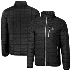 Minnesota Vikings Cutter & Buck Big & Tall Rainier PrimaLoft Eco Insulated Full-Zip Hoodie Puffer Jacket Black | NFL