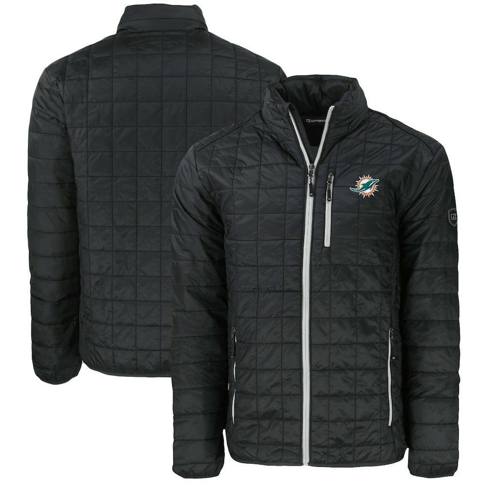 Miami Dolphins Cutter & Buck Big & Tall Rainier PrimaLoft Eco Insulated Full-Zip Puffer Jacket Black | NFL