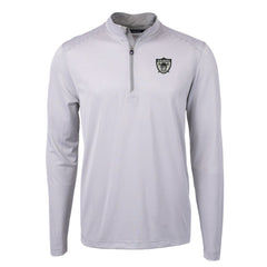 Las Vegas Raiders Cutter & Buck Big & Tall Virtue Eco Pique Micro Stripe Tri-Blend Quarter-Zip Jacket Gray | NFL