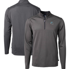 Detroit Lions Cutter & Buck Big & Tall Virtue Eco Pique Micro Stripe Tri-Blend Quarter-Zip Jacket Black | NFL