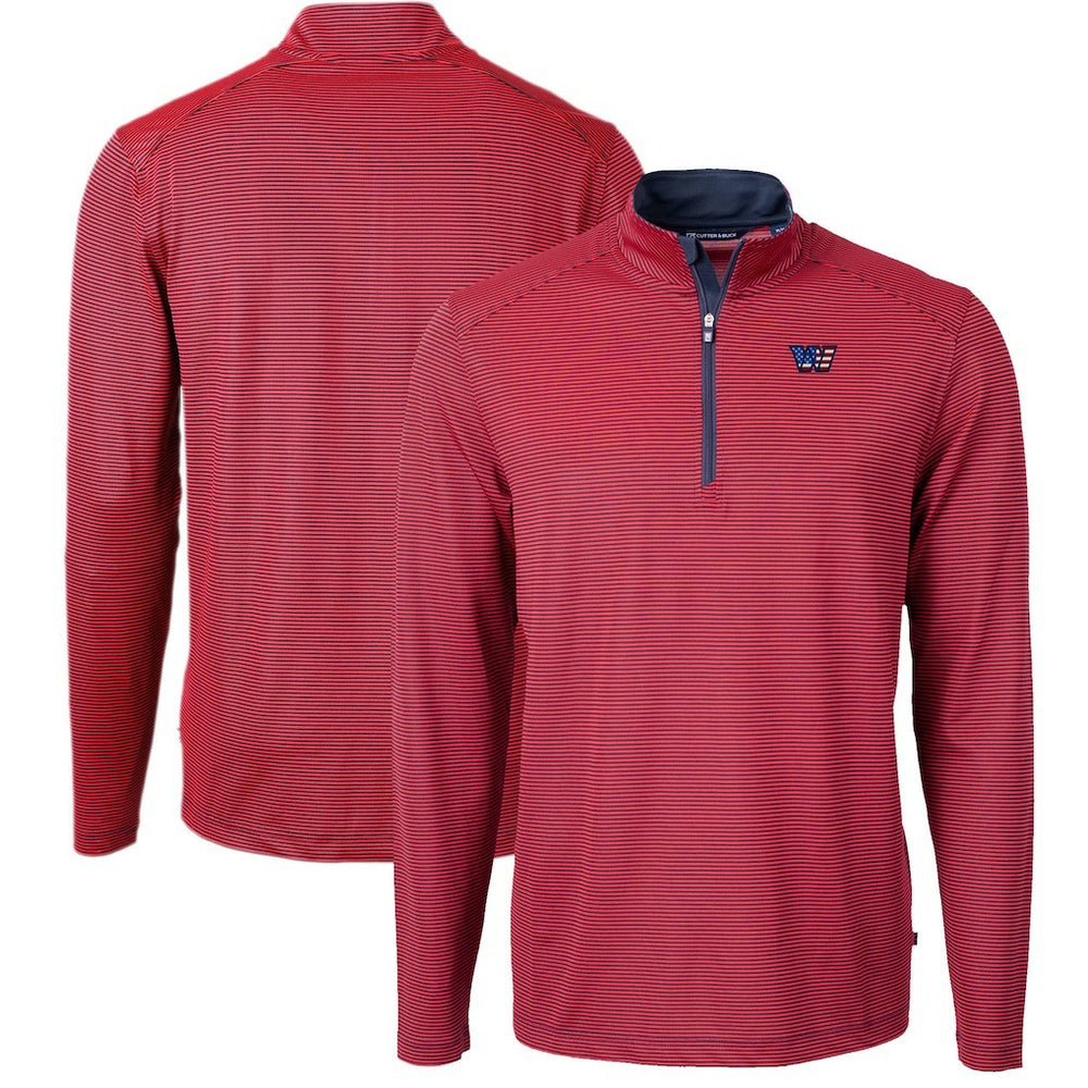 Washington Commanders Cutter & Buck Big & Tall Americana Virtue Eco Pique Micro Stripe Tri-Blend Quarter-Zip Jacket Red | NFL