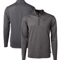 New York Giants Cutter & Buck Big & Tall Virtue Eco Pique Micro Stripe Tri-Blend Quarter-Zip Jacket Black | NFL