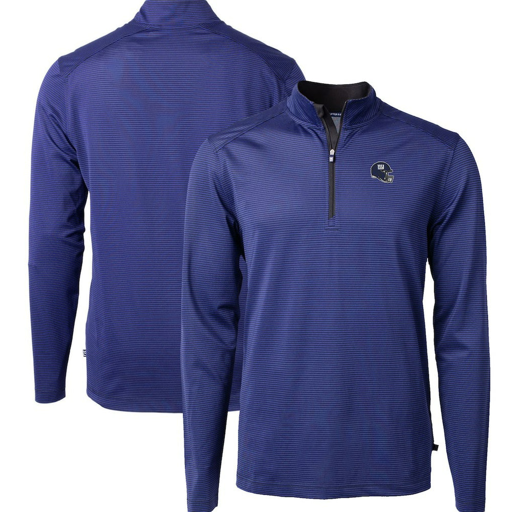 New York Giants Cutter & Buck Big & Tall Virtue Eco Pique Micro Stripe Tri-Blend Quarter-Zip Jacket Royal | NFL