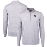 Philadelphia Eagles Cutter & Buck Big & Tall Virtue Eco Pique Micro Stripe Tri-Blend Quarter-Zip Jacket Gray | NFL
