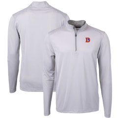 Denver Broncos Cutter & Buck Big & Tall Virtue Eco Pique Micro Stripe Tri-Blend Quarter-Zip Jacket Gray | NFL