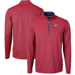 Buffalo Bills Cutter & Buck Big & Tall Virtue Eco Pique Micro Stripe Tri-Blend Quarter-Zip Jacket Red | NFL