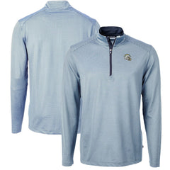 Los Angeles Chargers Cutter & Buck Big & Tall Virtue Eco Pique Micro Stripe Tri-Blend Quarter-Zip Jacket Powder Blue | NFL