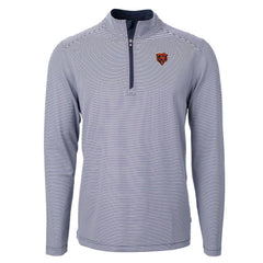 Chicago Bears Cutter & Buck Big & Tall Virtue Eco Pique Micro Stripe Tri-Blend Quarter-Zip Jacket Navy | NFL