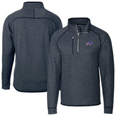 Buffalo Bills Cutter & Buck Big & Tall Mainsail Sweater-Knit Half-Zip Jacket Heather Navy | NFL