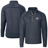 Miami Dolphins Cutter & Buck Big & Tall Mainsail Sweater-Knit Half-Zip Jacket Heather Navy | NFL