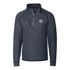 Miami Dolphins Cutter & Buck Big & Tall Mainsail Sweater-Knit Half-Zip Jacket Heather Navy | NFL