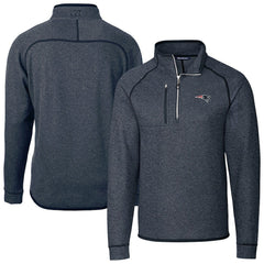 New England Patriots Cutter & Buck Big & Tall Mainsail Sweater-Knit Half-Zip Jacket Heather Navy | NFL