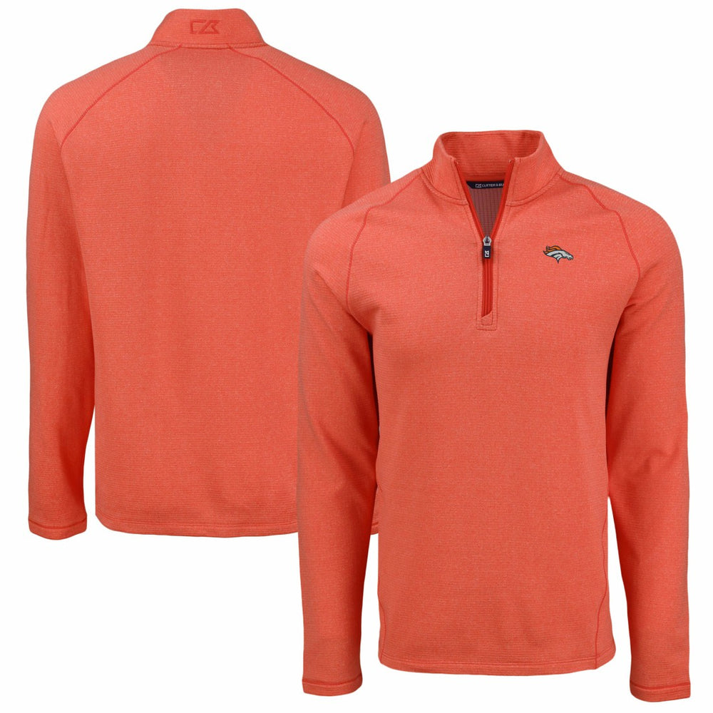 Denver Broncos Cutter & Buck Peshastin Eco Fleece Tri-Blend Raglan Recycled Quarter-Zip Jacket Heather Orange | NFL