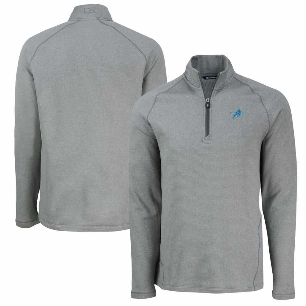 Detroit Lions Cutter & Buck Peshastin Eco Fleece Tri-Blend Raglan Recycled Quarter-Zip Jacket Heather Gray | NFL