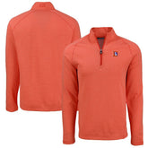 Denver Broncos Cutter & Buck Peshastin Eco Fleece Tri-Blend Raglan Recycled Quarter-Zip Jacket Heather Orange | NFL