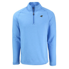 Carolina Panthers Cutter & Buck Peshastin Eco Fleece Tri-Blend Raglan Recycled Quarter-Zip Jacket Heather Blue | NFL