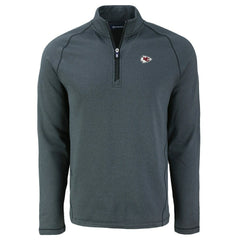 Kansas City Chiefs Cutter & Buck Peshastin Eco Fleece Tri-Blend Raglan Recycled Quarter-Zip Jacket Heather Black | NFL