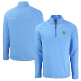 Los Angeles Chargers Cutter & Buck Peshastin Eco Fleece Tri-Blend Raglan Recycled Quarter-Zip Jacket Heather Powder Blue | NFL