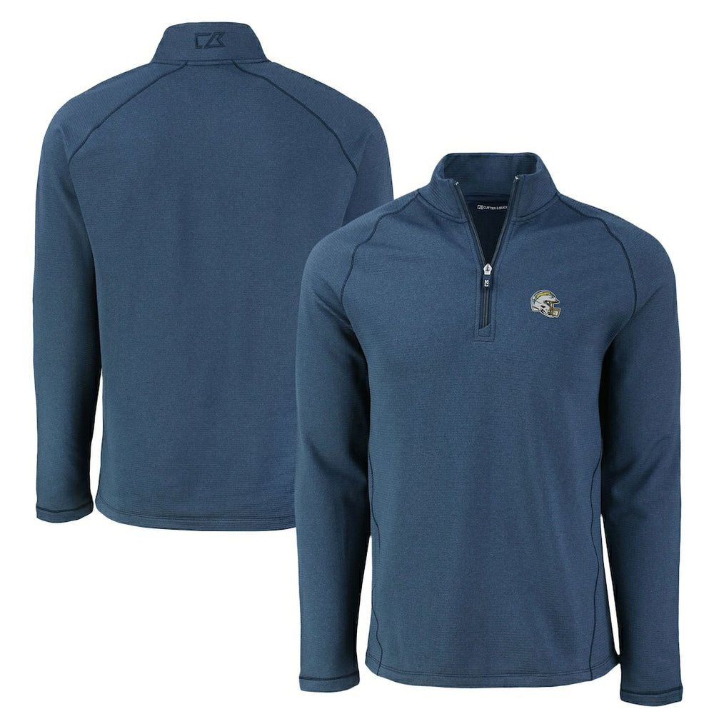 Los Angeles Chargers Cutter & Buck Peshastin Eco Fleece Tri-Blend Raglan Recycled Quarter-Zip Jacket Heather Navy | NFL