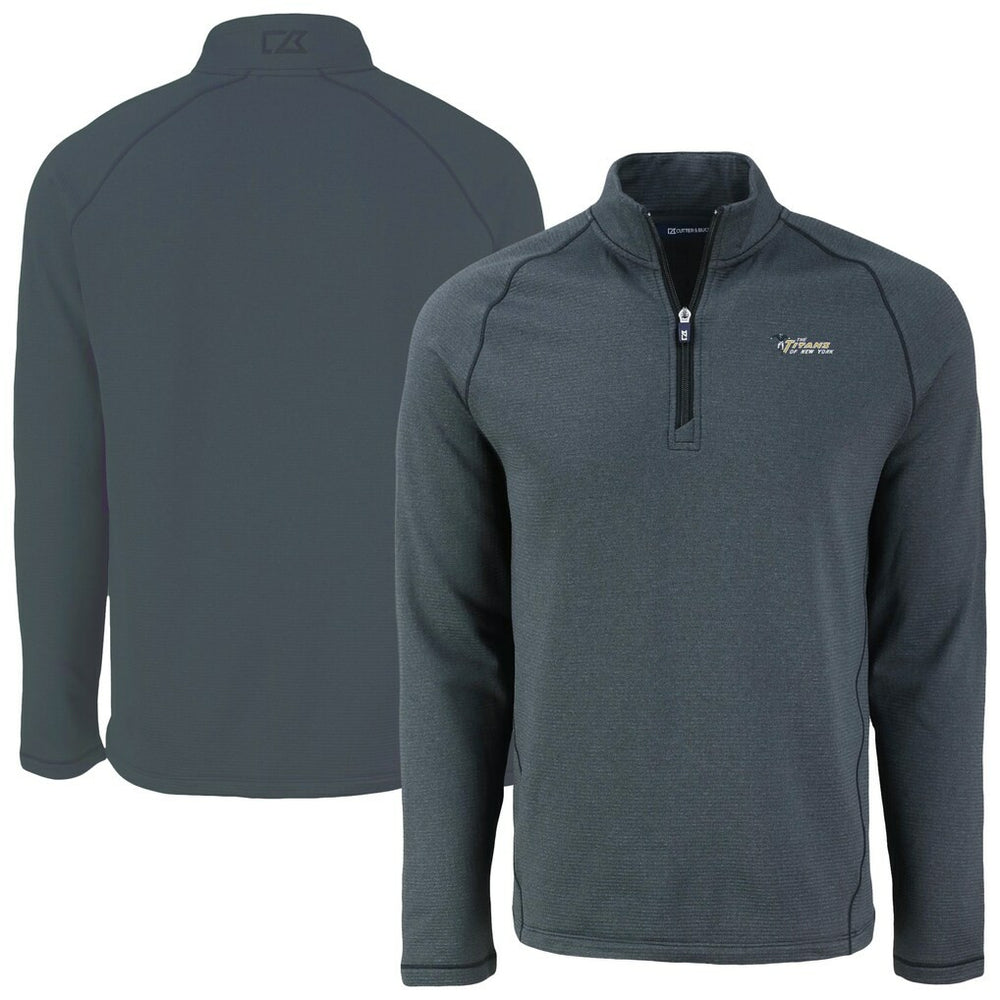 New York Jets Cutter & Buck Peshastin Eco Fleece Recycled Half-Zip Top Heather Black | NFL