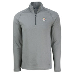 Pittsburgh Steelers Cutter & Buck Peshastin Eco Fleece Tri-Blend Raglan Recycled Quarter-Zip Jacket Heather Gray | NFL