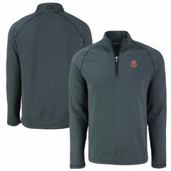 Tampa Bay Buccaneers Cutter & Buck Peshastin Eco Fleece Tri-Blend Raglan Recycled Quarter-Zip Jacket Heather Black | NFL