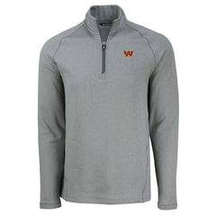 Washington Commanders Cutter & Buck Peshastin Eco Fleece Tri-Blend Raglan Recycled Quarter-Zip Jacket Heather Gray | NFL