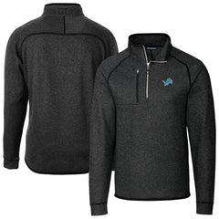 Detroit Lions Cutter & Buck Big & Tall Mainsail Sweater-Knit Raglan Half-Zip Jacket Heather Charcoal | NFL