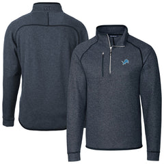 Detroit Lions Cutter & Buck Big & Tall Mainsail Sweater-Knit Raglan Half-Zip Jacket Heather Navy | NFL