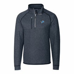 Detroit Lions Cutter & Buck Big & Tall Mainsail Sweater-Knit Raglan Half-Zip Jacket Heather Navy | NFL