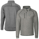 Philadelphia Eagles Cutter & Buck Big & Tall Mainsail Sweater-Knit Raglan Half-Zip Jacket Heather Gray | NFL