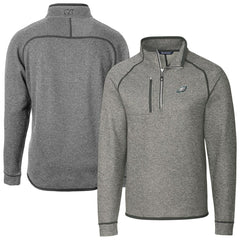 Philadelphia Eagles Cutter & Buck Big & Tall Mainsail Sweater-Knit Raglan Half-Zip Jacket Heather Gray | NFL