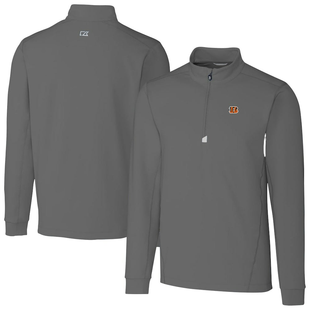 Cincinnati Bengals Cutter & Buck Big & Tall Traverse Stretch Quarter-Zip Top Gray | NFL