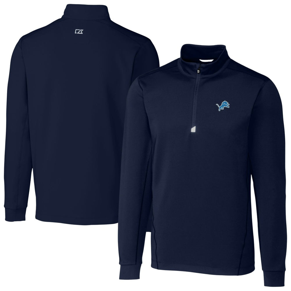 Detroit Lions Cutter & Buck Big & Tall Traverse Stretch Quarter-Zip Top Navy | NFL