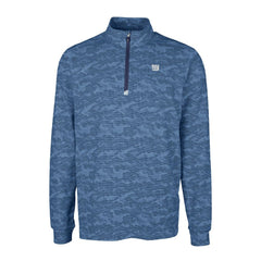 New York Giants Cutter & Buck Big & Tall Traverse Stretch Eco Camo Print DryTec Quarter-Zip Top Navy | NFL