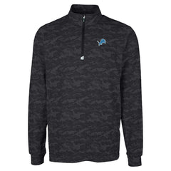 Detroit Lions Cutter & Buck Big & Tall Traverse Eco Camo Tri-Blend DryTec Quarter-Zip Jacket Black | NFL