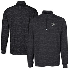 Las Vegas Raiders Cutter & Buck Big & Tall Traverse Eco Camo Tri-Blend DryTec Quarter-Zip Jacket Black | NFL
