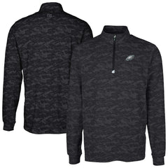 Philadelphia Eagles Cutter & Buck Big & Tall Traverse Eco Camo Tri-Blend DryTec Quarter-Zip Jacket Black | NFL