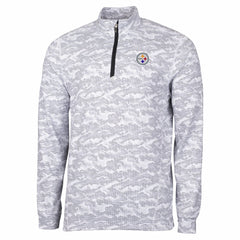 Pittsburgh Steelers Cutter & Buck Big & Tall Traverse Eco Camo Tri-Blend DryTec Quarter-Zip Jacket Charcoal | NFL